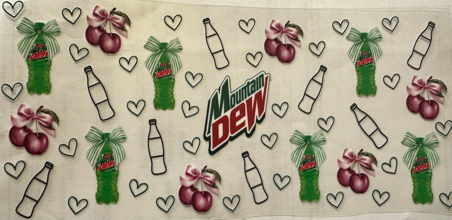 Mt dew with hearts & cherries wrap