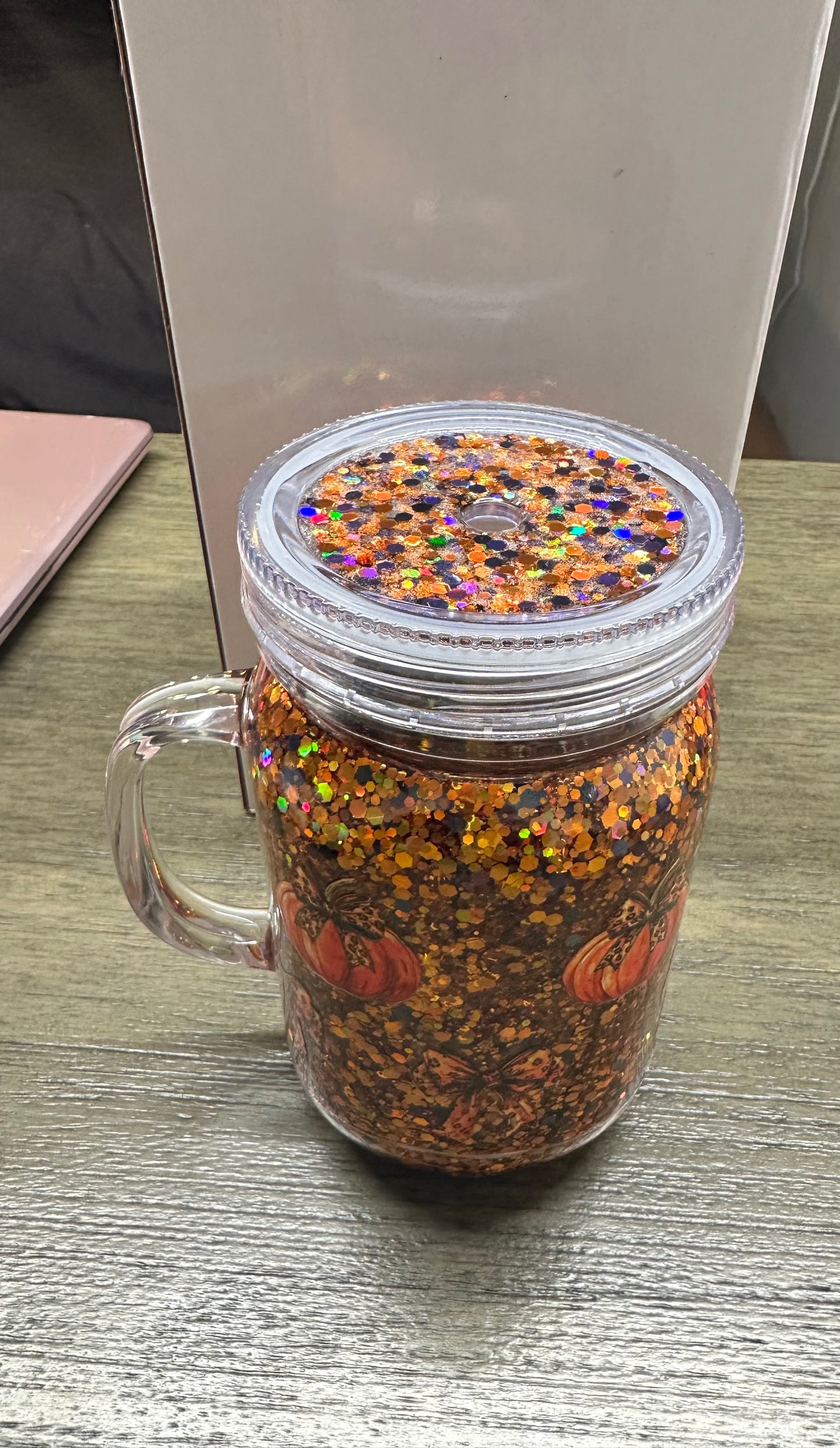 20oz Acrylic Snow Globe Jar with handle