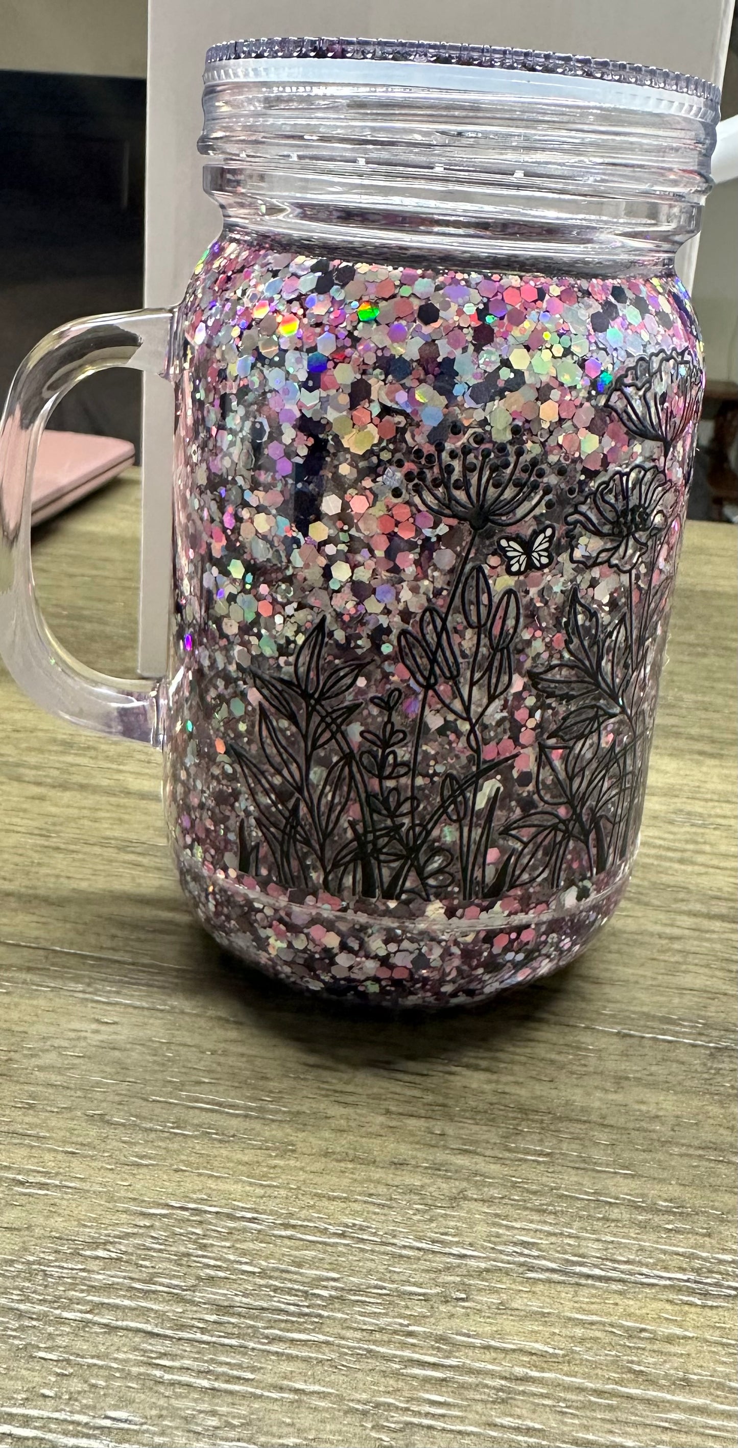 20oz Acrylic Snow Globe Jar with handle