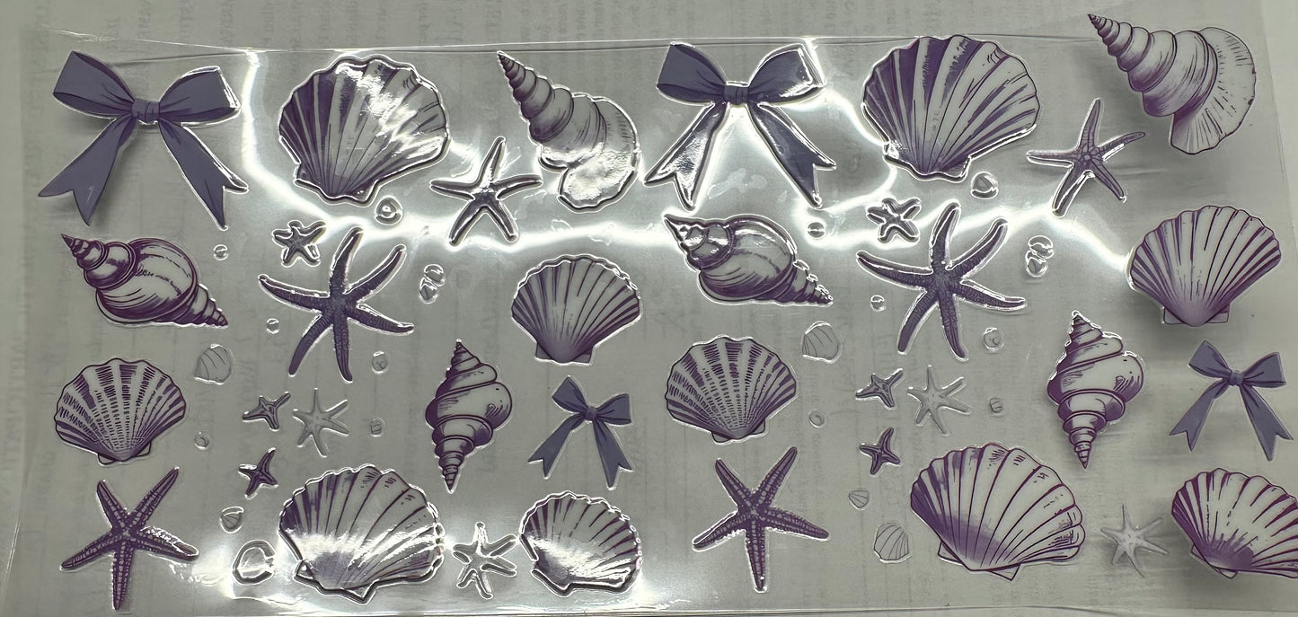 Purple sea shells and bows wrap