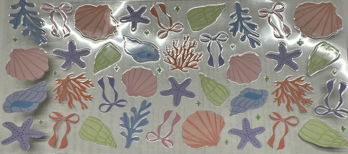 Multi color sea shells and bows wrap