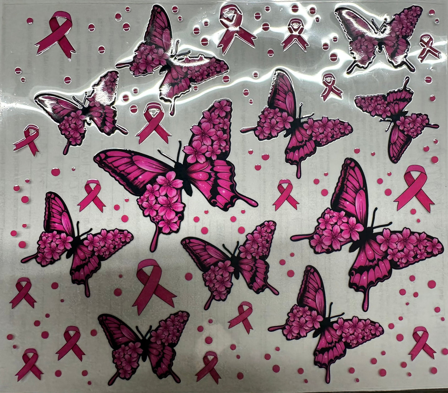 20 oz breast cancer butterfly wrap