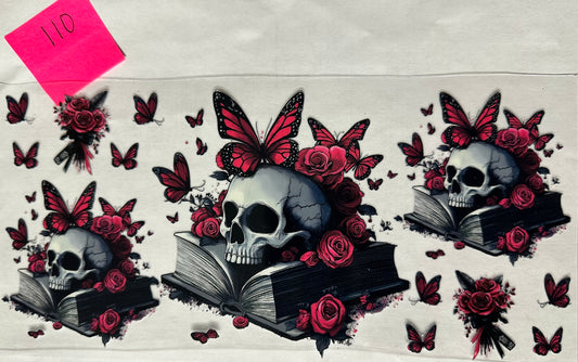 Floral Skull with books and butterfly wrap