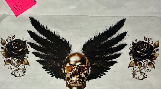 Gold skull with wings wrap