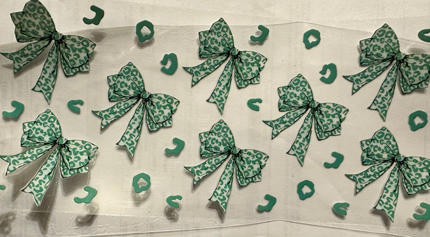 Green Leopard print bows
