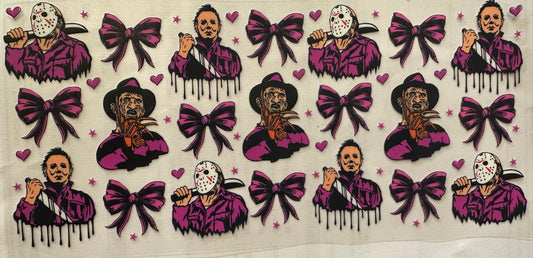 Freddy, Jason, Michael pink bows