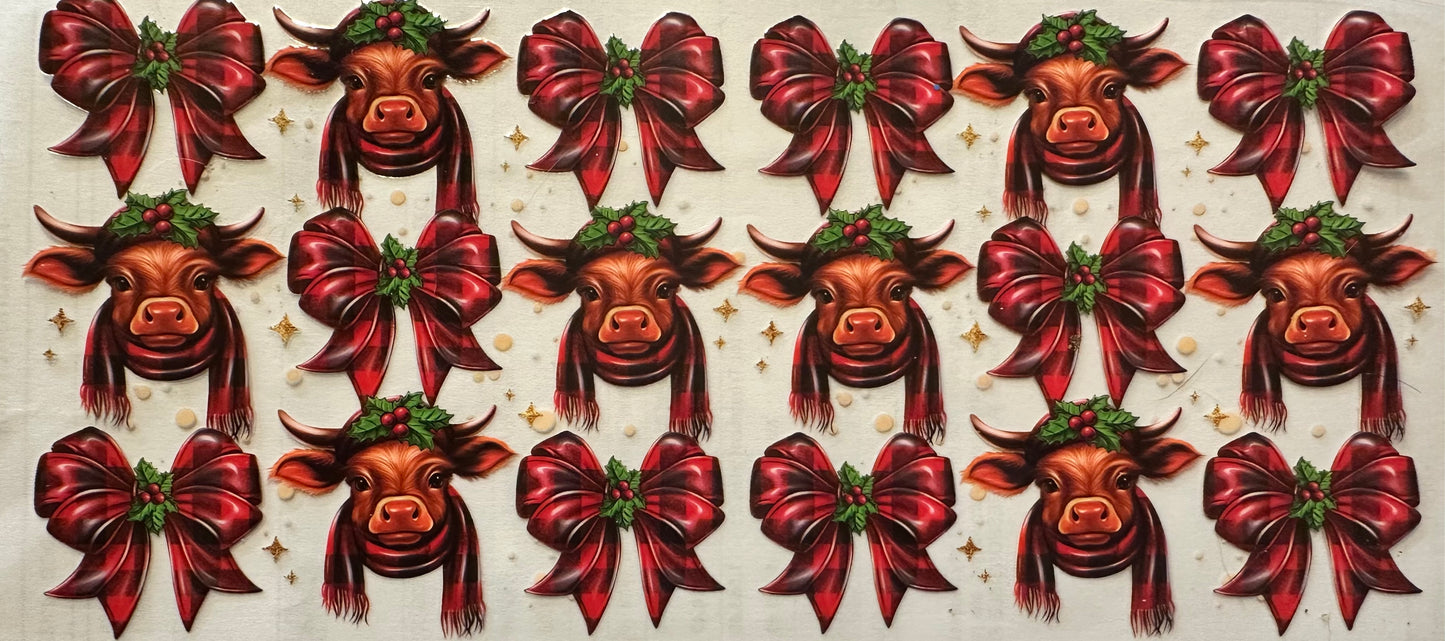 Cute Christmas cow bow wrap
