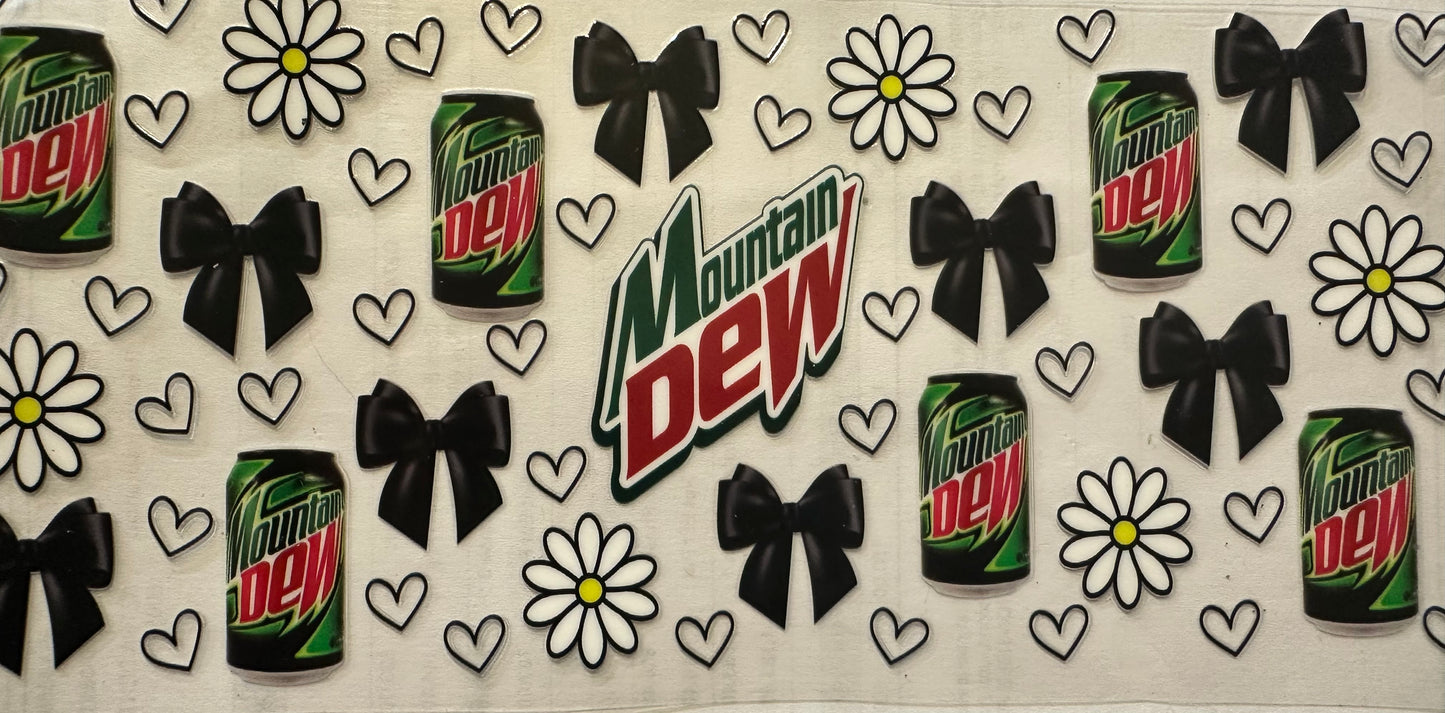 Mt dew with black bows wrap