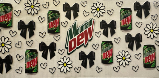 Mt dew with black bows wrap