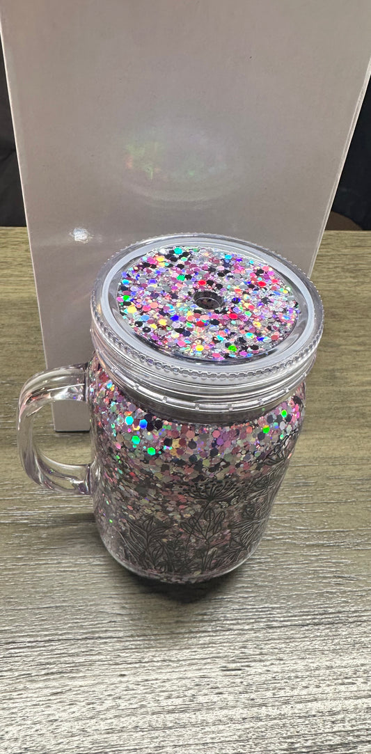 20oz Acrylic Snow Globe Jar with handle
