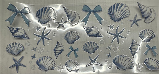 Blue sea shells and bows wrap
